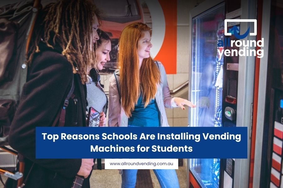 Vending machines installed in schools for student convenience and healthy snack options